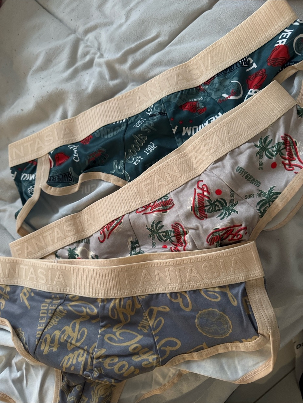 Men’s Printed Briefs - Beige Trim (Pack)